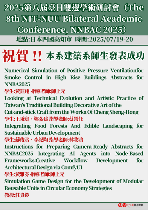 🎉🎉🎉 祝賀！🎉🎉🎉建築系師生發表成功圖片
